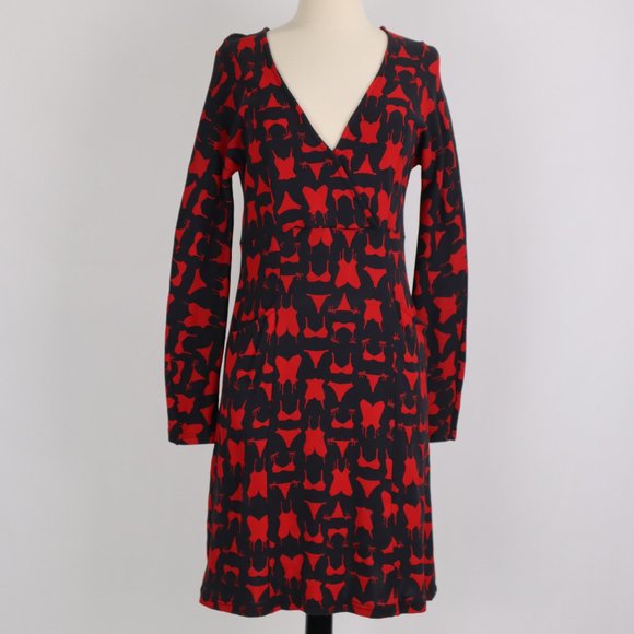 Diane Von Furstenberg Red Summer Print Dress Cover Up Tunic Party Faux Wrap Sz 4 - Picture 1 of 7